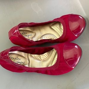 Red suede flex flat shoes used once